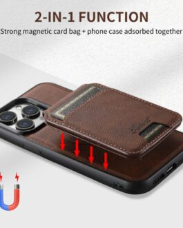 iPhone case Anti drop 2-in-1 card insertion case protective cover – Brown