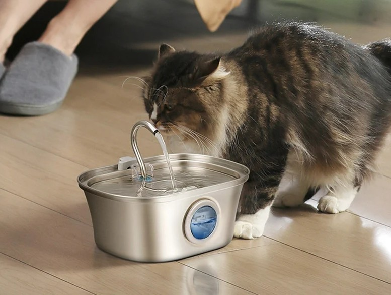 3.2L Stainless Cat Water Fountain With Water Level Window - Image 2