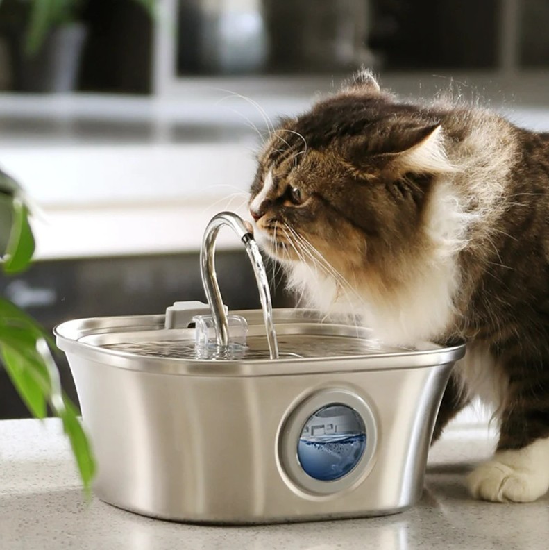 3.2L Stainless Cat Water Fountain With Water Level Window - Image 3
