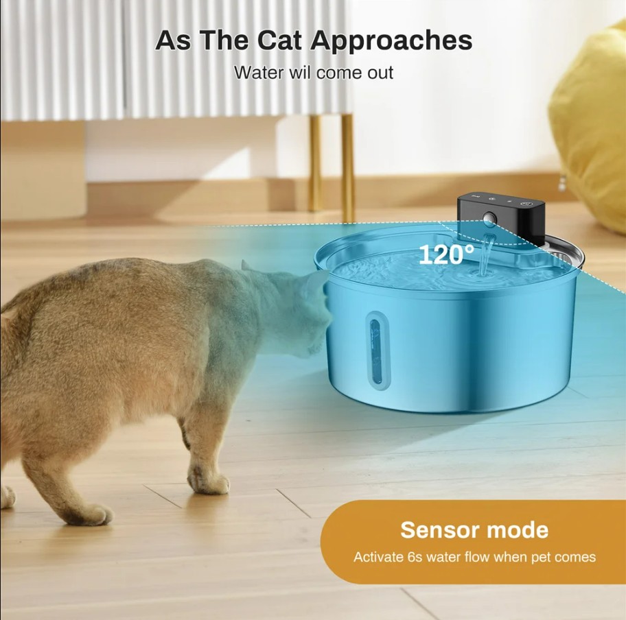 3.2L Stainless Cat Water Fountain With Water Level Window - Image 6
