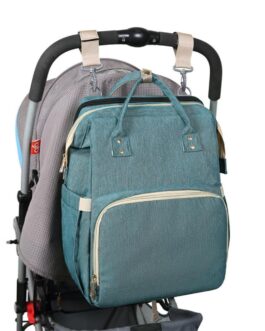 3-In-One Diaper Bag Portable Bed – mint green
