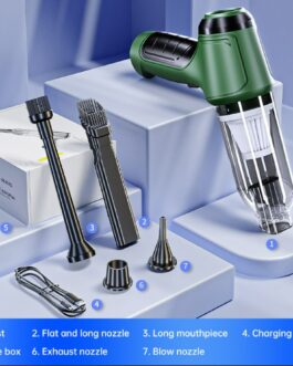 Car Mounted Mini Wireless Vacuum Cleaner for Both Dry And Wet Use, High-Power Portable High Suction – Green